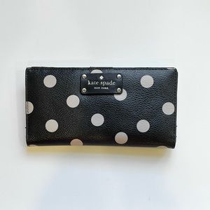 Kate Spade Polka Dot Bifold Snap Morgan Wallet in Black and Cream